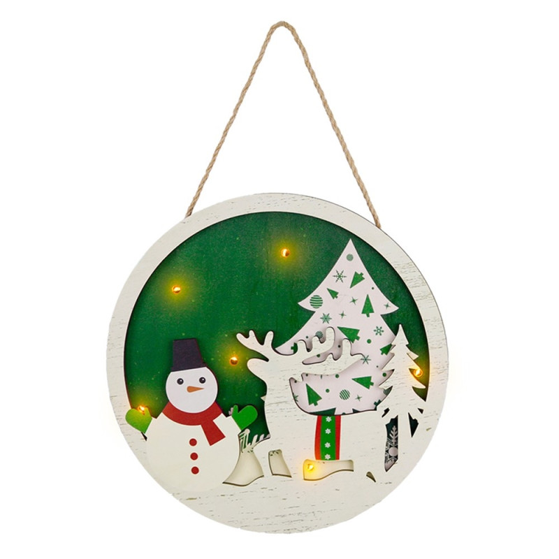 Christmas Sign Decoration Door with LED lights - Snowman and Elk