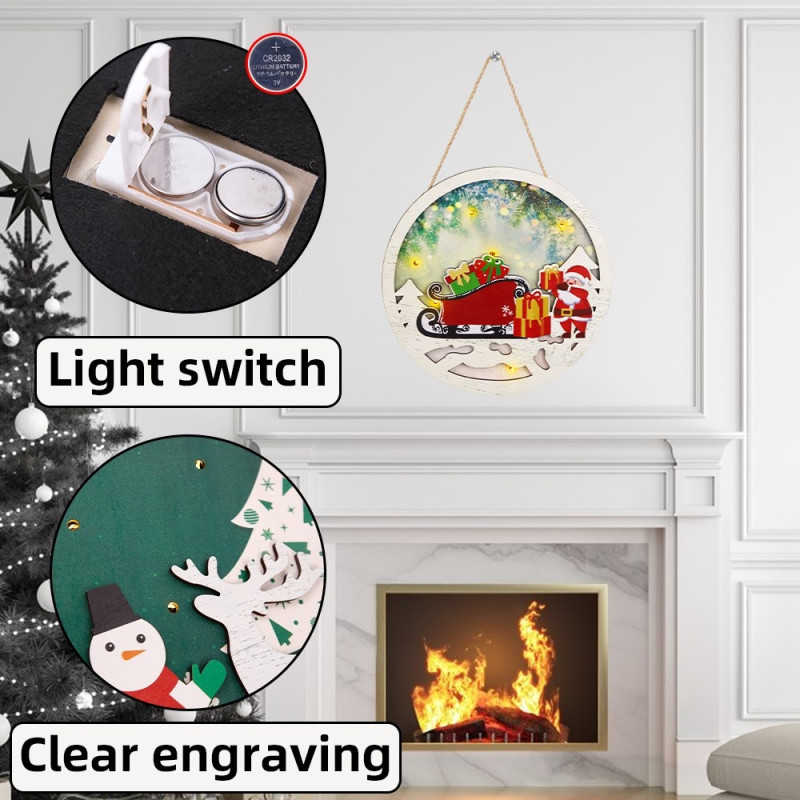 Joulukylttikoristeluovi LED - valoilla - Lumiukko ja hirvi