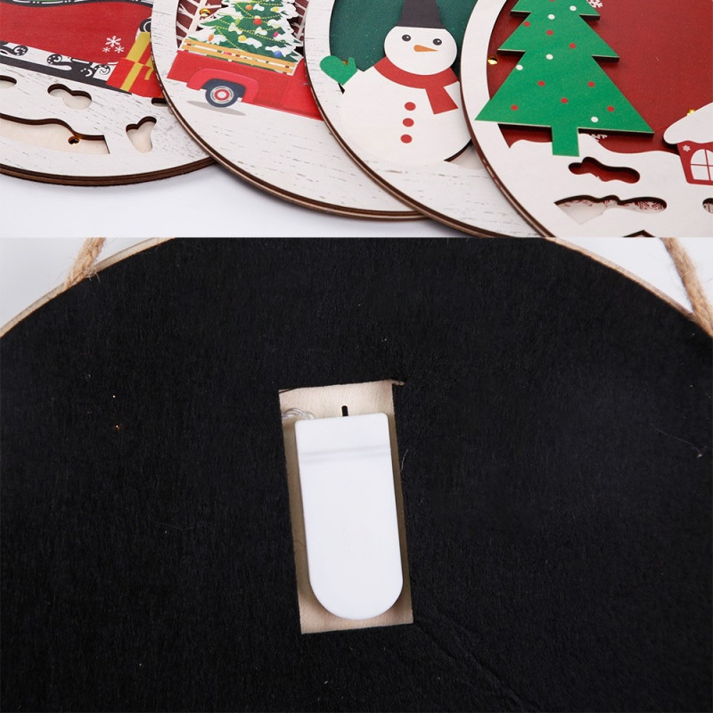 Christmas Sign Decoration Door with LED lights - Santa Claus and Christmas Tree