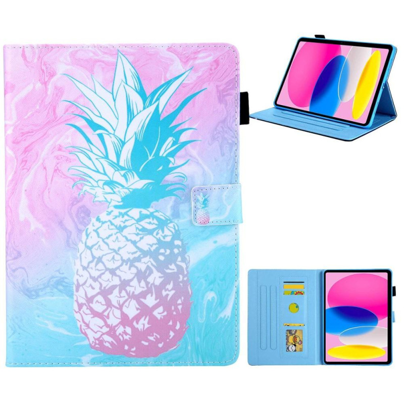 For iPad 10.9 (2022) Tablet Case Cover Foldable Stand - Blue Pineapple