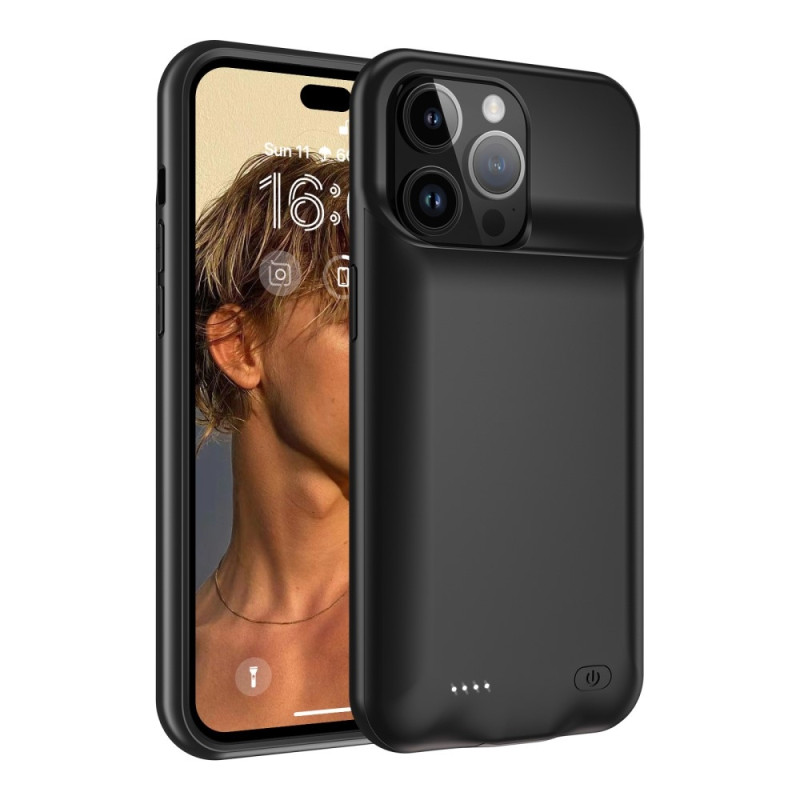 Genopladeligt batteri cover Shell til iPhone 15 Pro Max 8500mAh