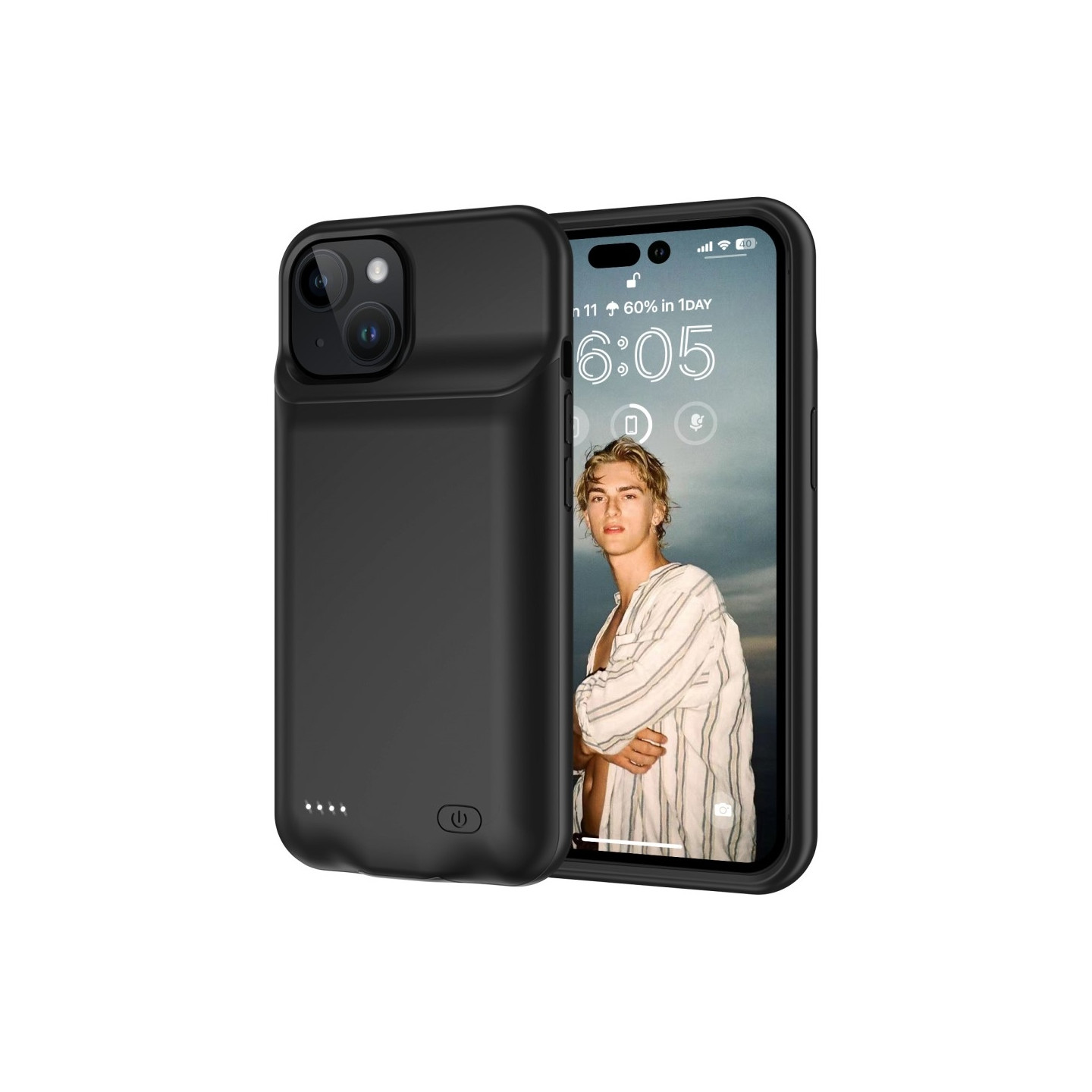 Oppladbart batterideksel til iPhone 15 Plus 8500mAh