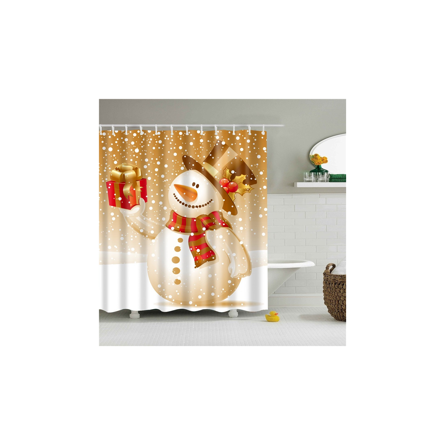 Shower Curtain Home Decor - Snowman