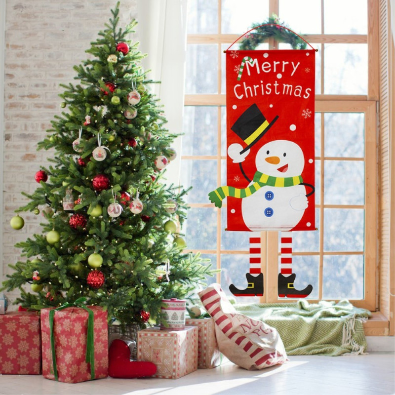 Merry Christmas Flag Xmas Hanging Banner Door Decor - Deer