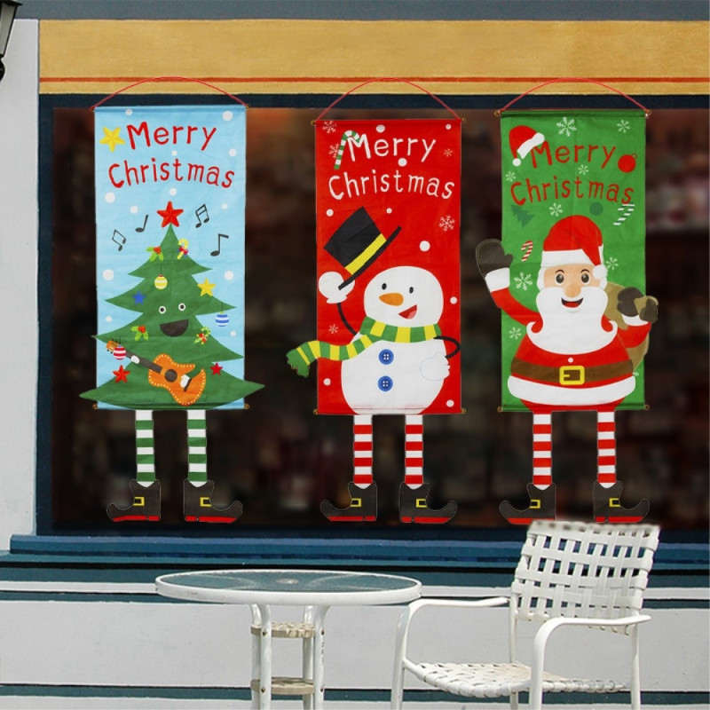Hyvää joulua Flag Xmas Hanging Banner Door Decor - Joulupukki