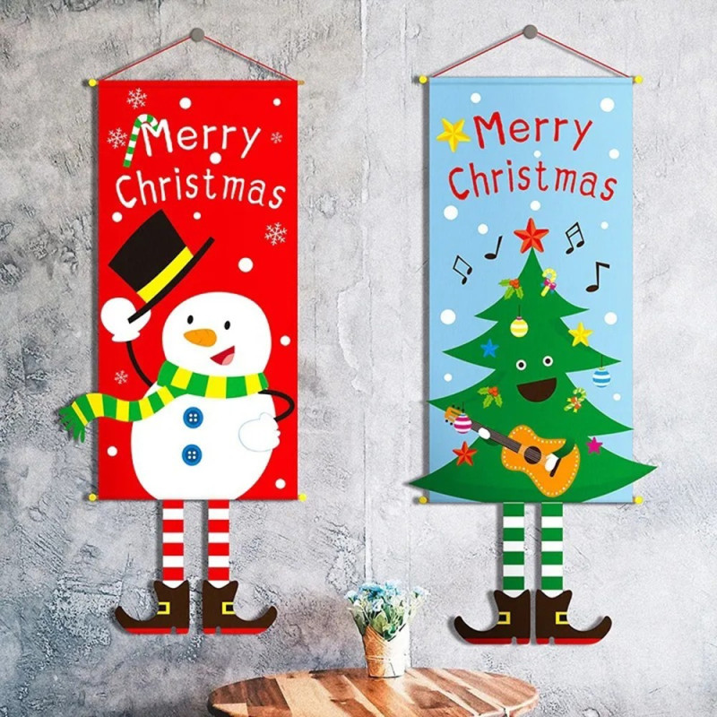 Hyvää joulua Flag Xmas Hanging Banner Door Decor - Peura