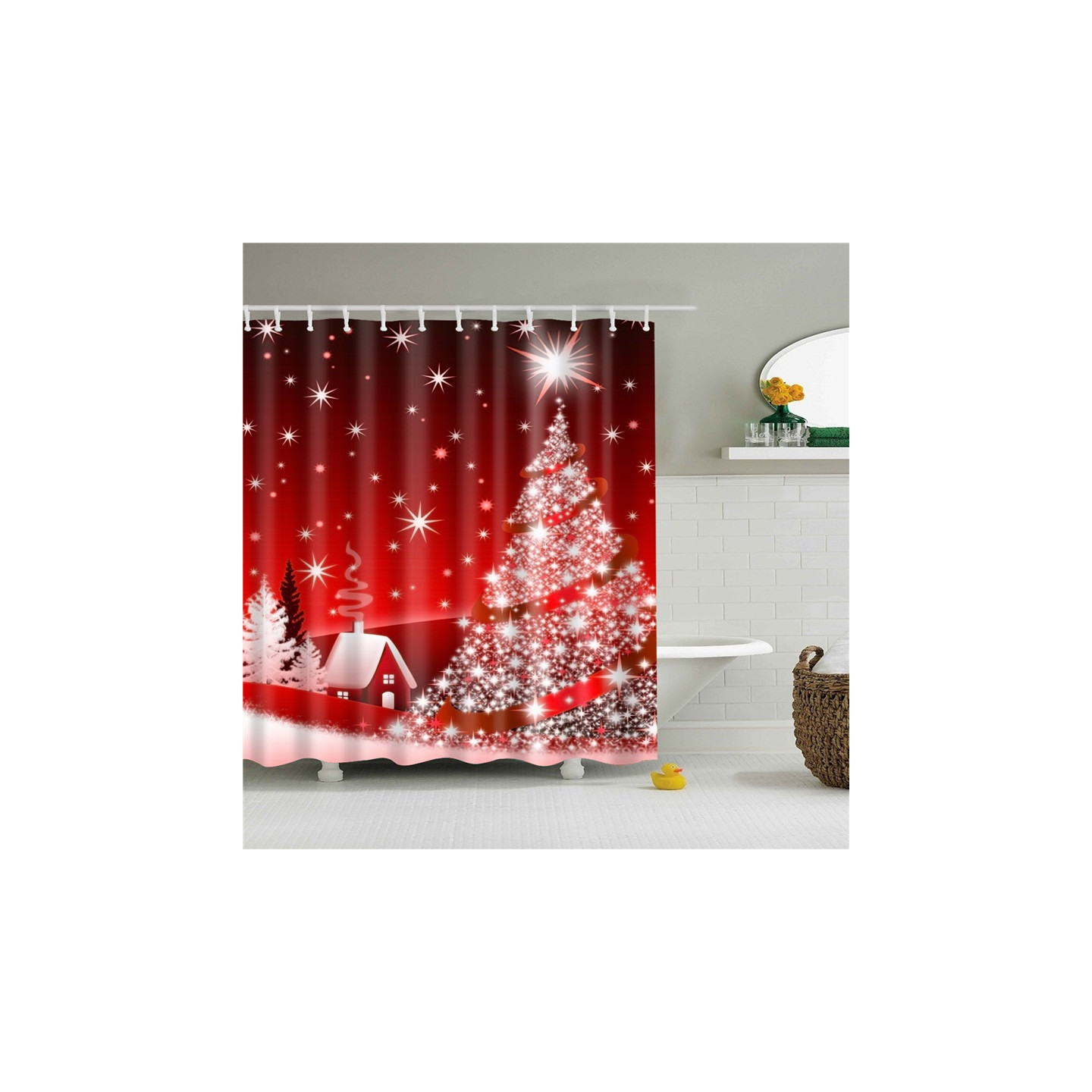Shower Curtain Halloween Home Decor - Christmas tree