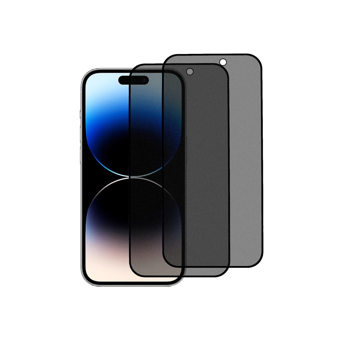 iPhone 15 Pro Max:lle Karkaistu lasi 180 asteen vakoiluntorjunta Tietosuoja 2kpl