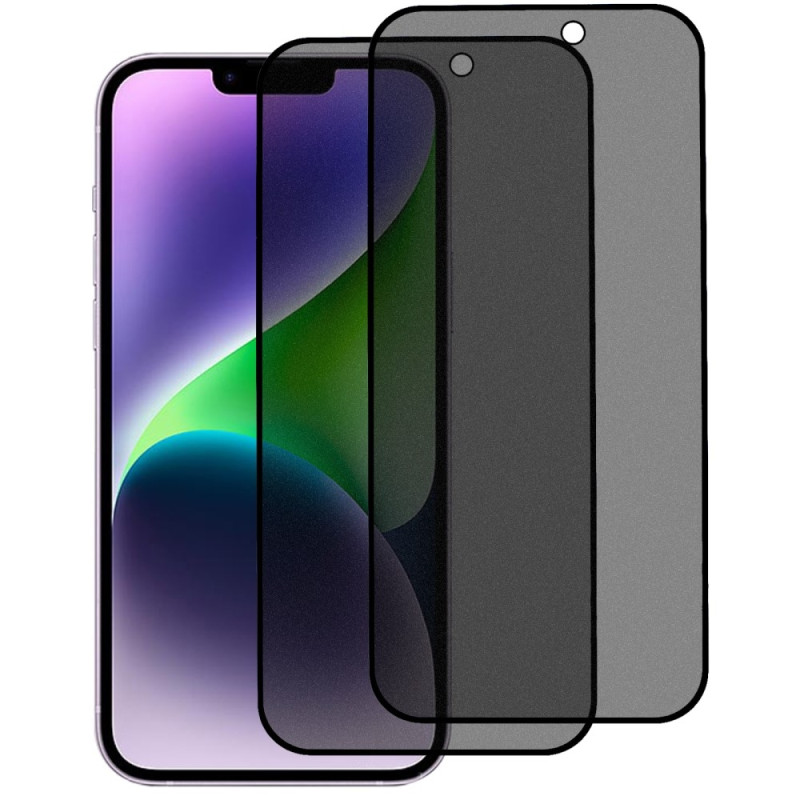 til iPhone 15 herdet glass 180 - graders anti - spion personvern 2stk