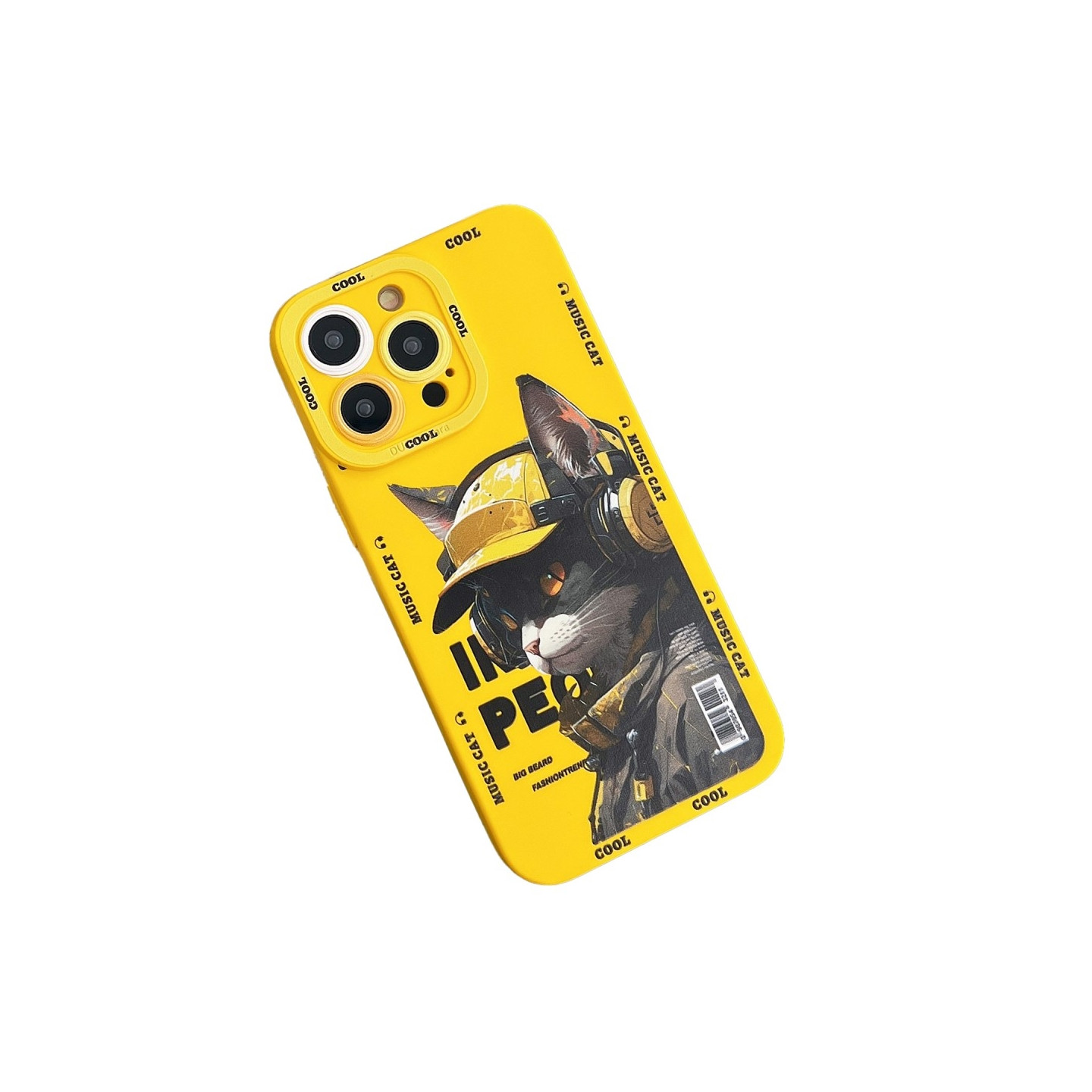 TPU phone case Cover for iPhone 15 Pro Case Cat - Yellow