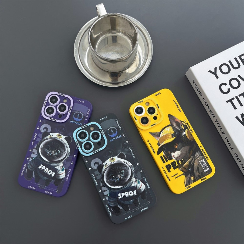 TPU phone case Cover for iPhone 15 Pro Case Cat - Yellow