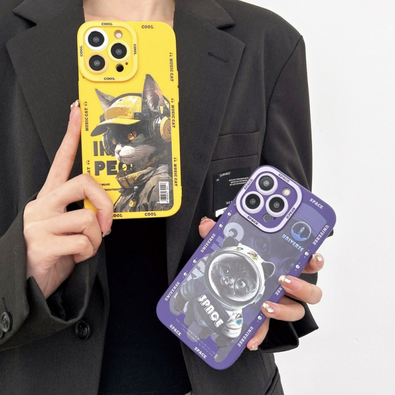 TPU Telefondeksel til iPhone 15 Pro Case Cat - Gul