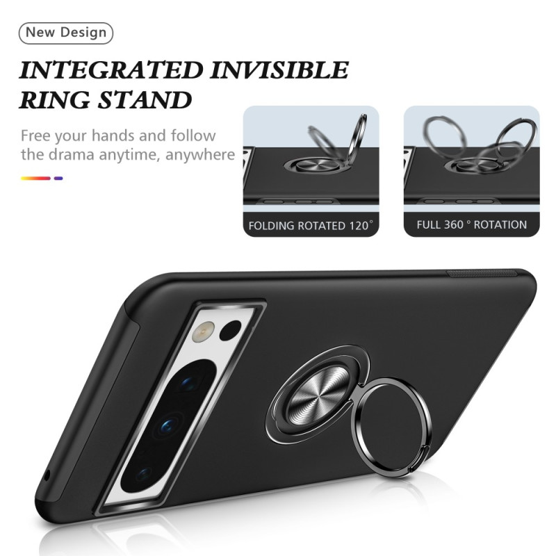 For Google Pixel 8 Pro Finger Ring Kickstand Hybrid Case - Black