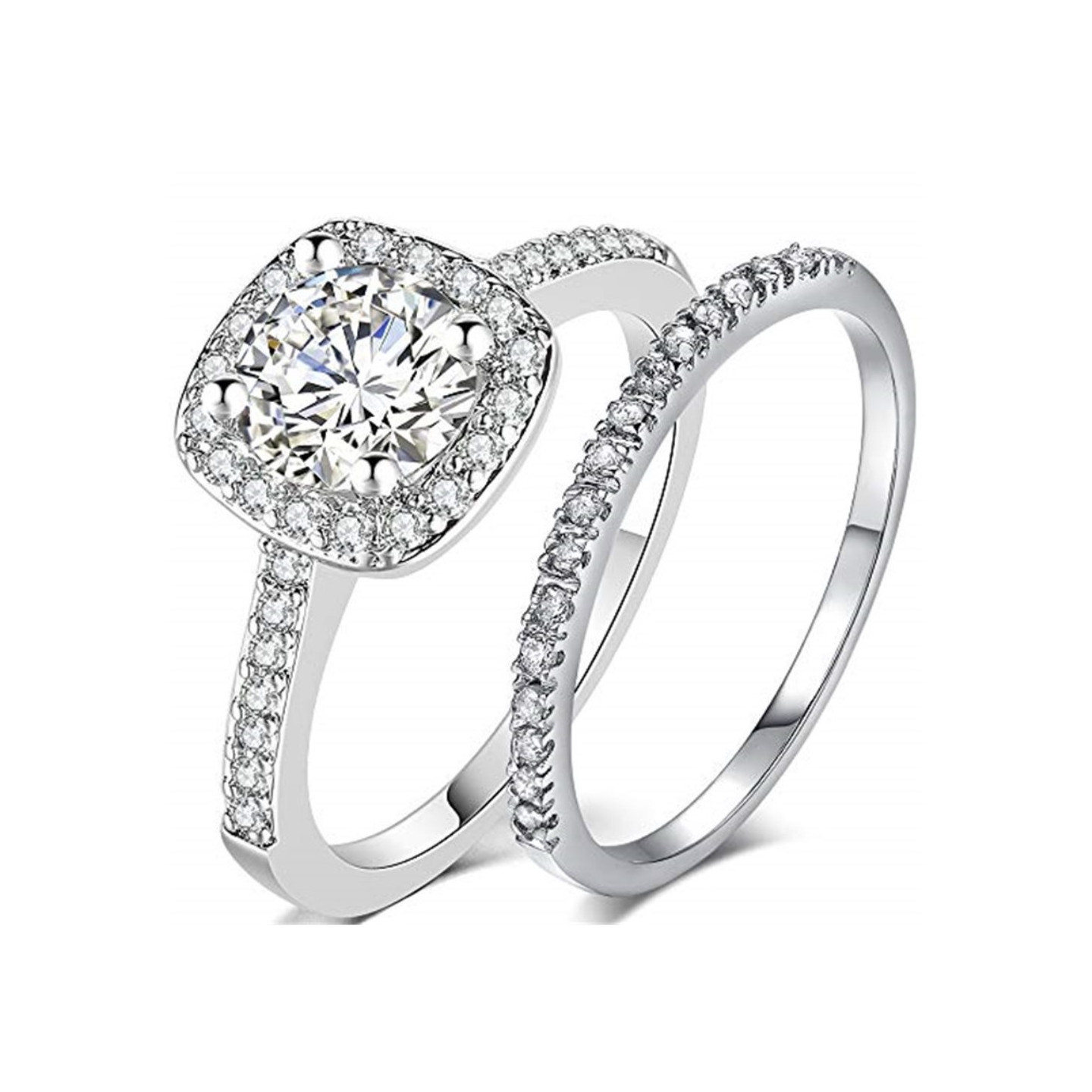 2stk Ringer Cubic Zirconia Stabelbar - Størrelse 8/Sølv