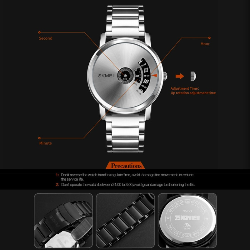 Waterproof Quartz Metal Wrist Watch Wrist Watch Clock - Silver