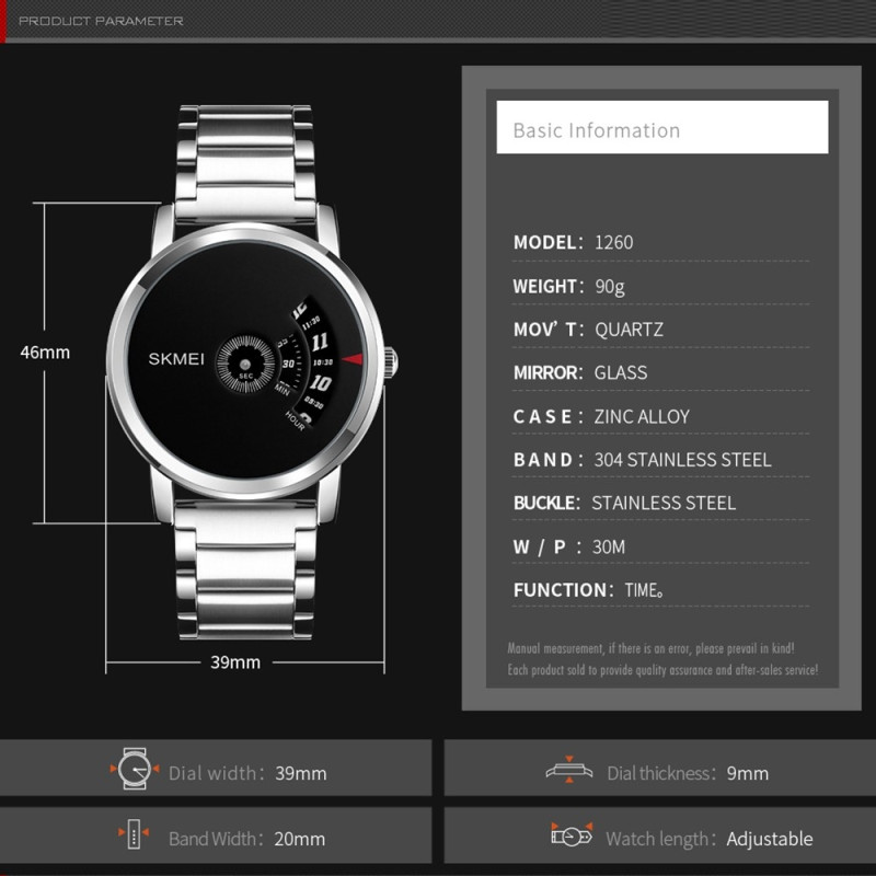 Vanntett kvarts metall armbåndsur Armbåndsur - Sølv