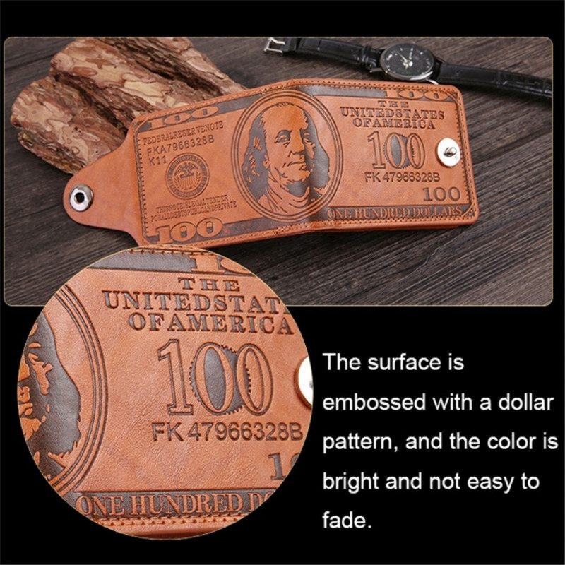 Wallet Exchange 100 Dollar Bill Money Bifold Kortholder - Svart