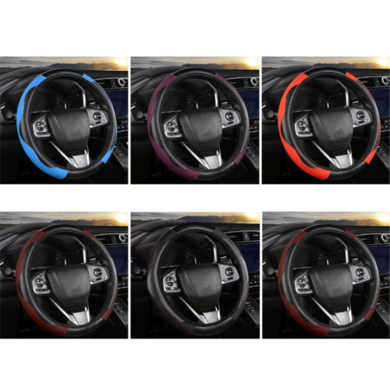 38 cm Car Steering Wheel Protection Car Cover Sleeve - black+red