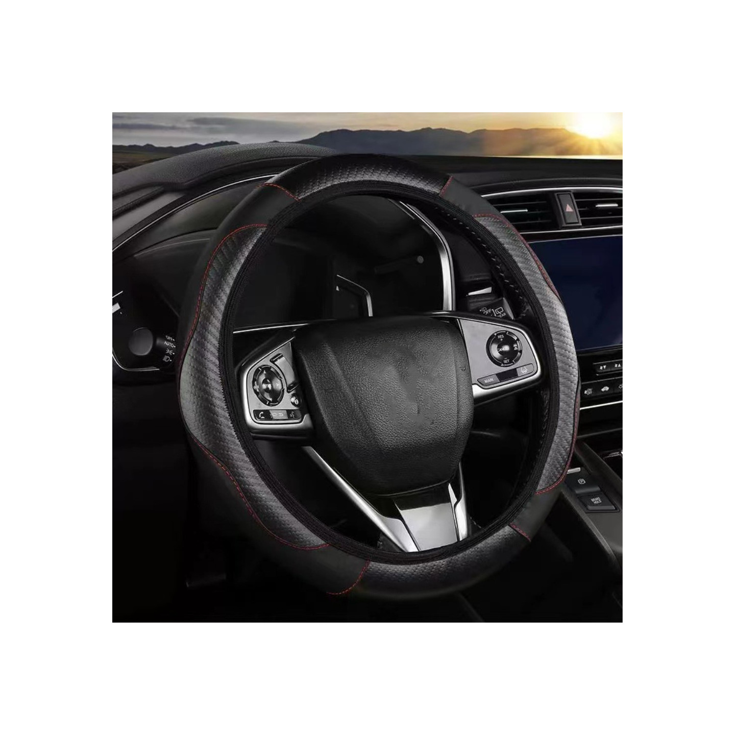 38 cm Car Steering Wheel Protection Car Cover Sleeve - Black