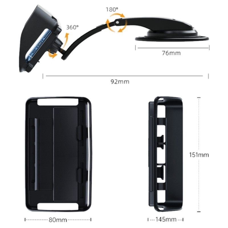 Auto Matkapuhelinteline 360° kääntyvä Tuulilasi Handsfree puhelinteline