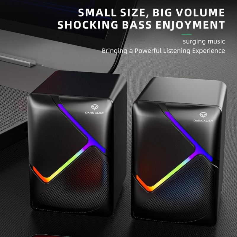DARK ALIEN USB Desktop Speakers Computer Laptop Subwoofer RGB