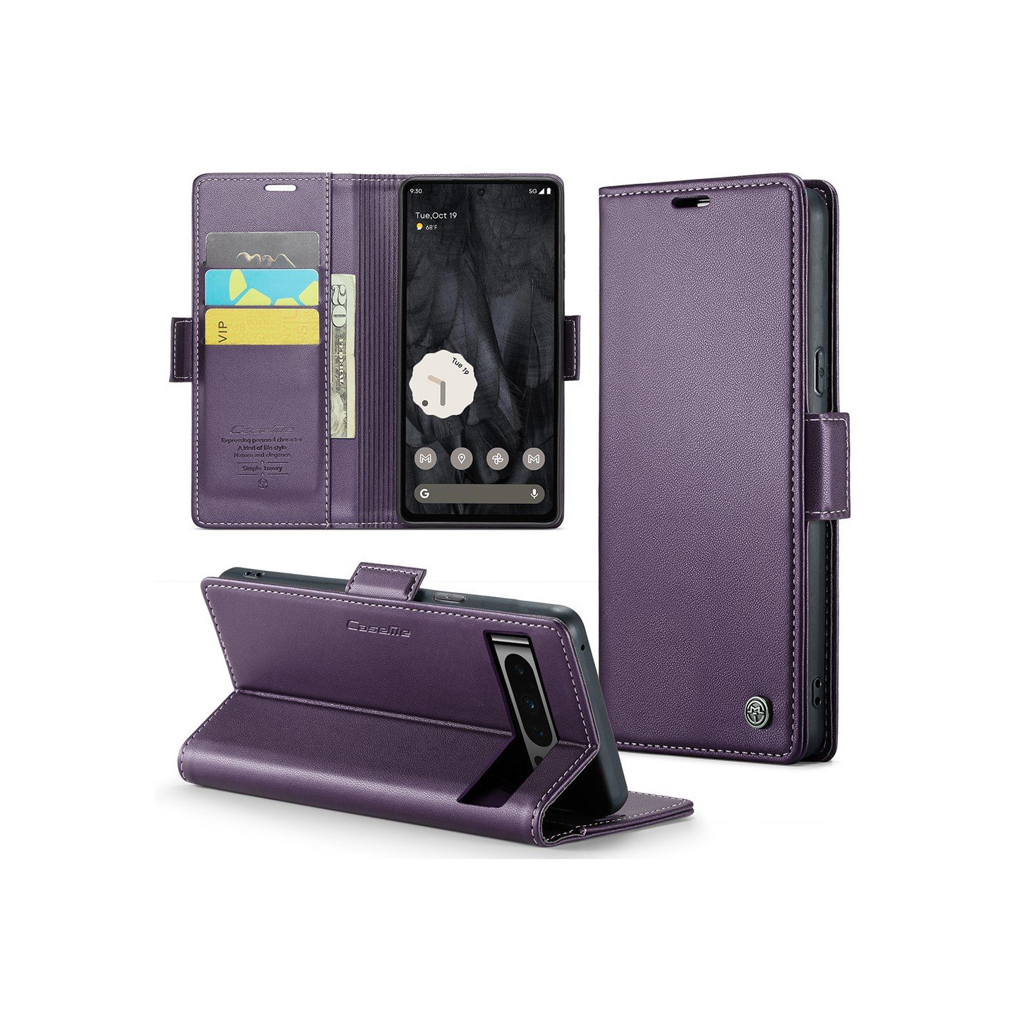 CASEME Retro Wallet Case for Pixel 8 Pro - Purple