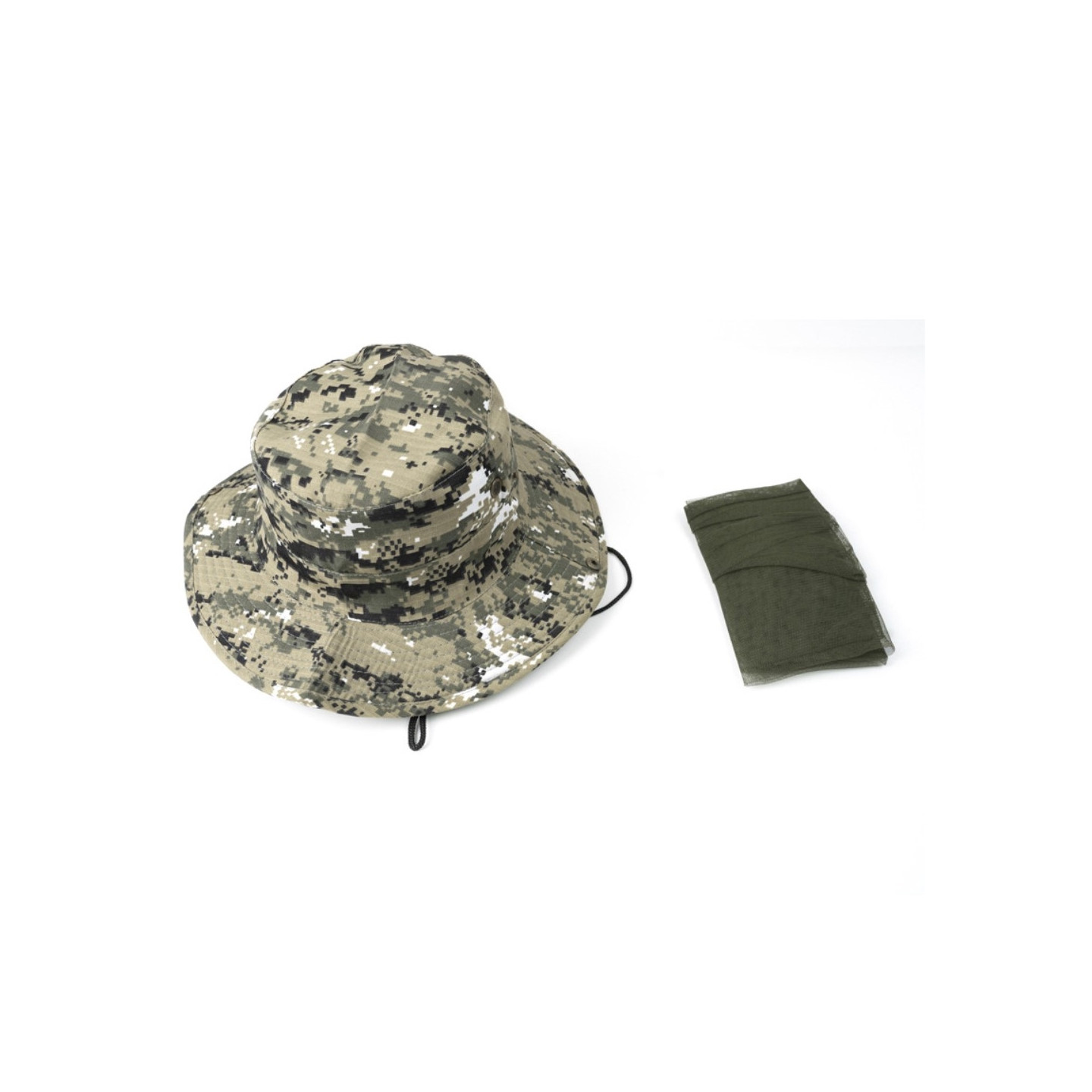 Camouflage bucket hat Cap with mosquito net camping fishing - Green