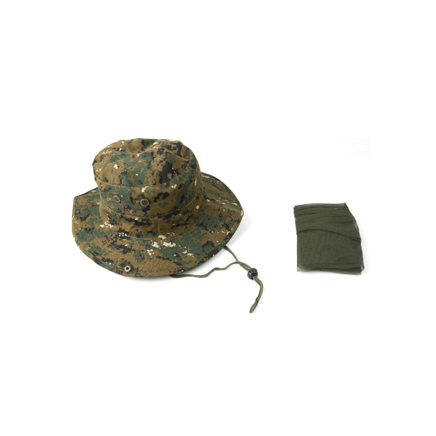 Camouflage bucket hat Cap with mosquito net camping fishing - Army