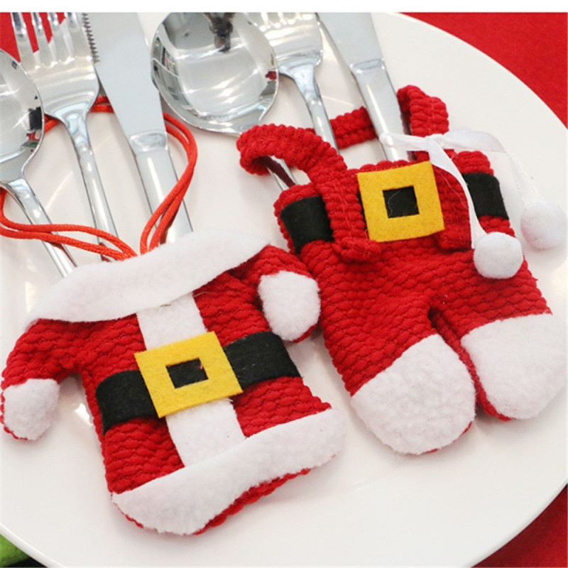 3 sets Knife Fork Christmas Santa Claus holder Cutlery Table decoration