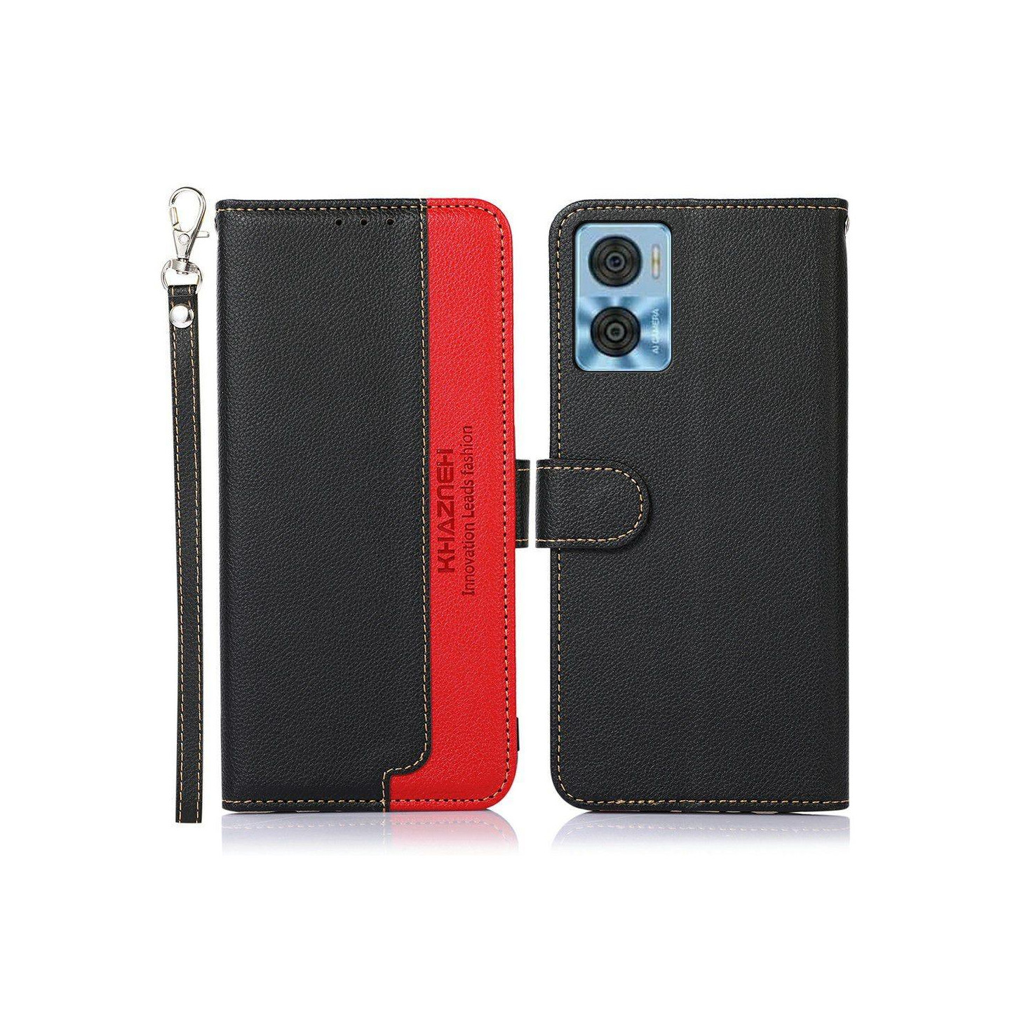 KHAZNEH Phone Cover to Motorola Moto E22 4G / E22i 4G - Black/Red