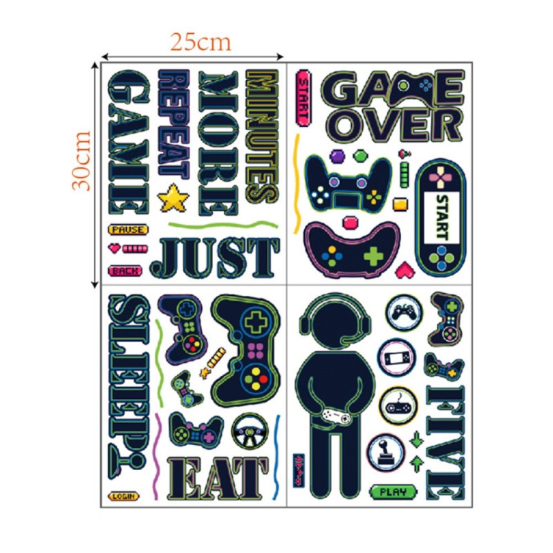 25*30cm Video Game Wall Decal PVC Sticker Gamer Theme Decoration