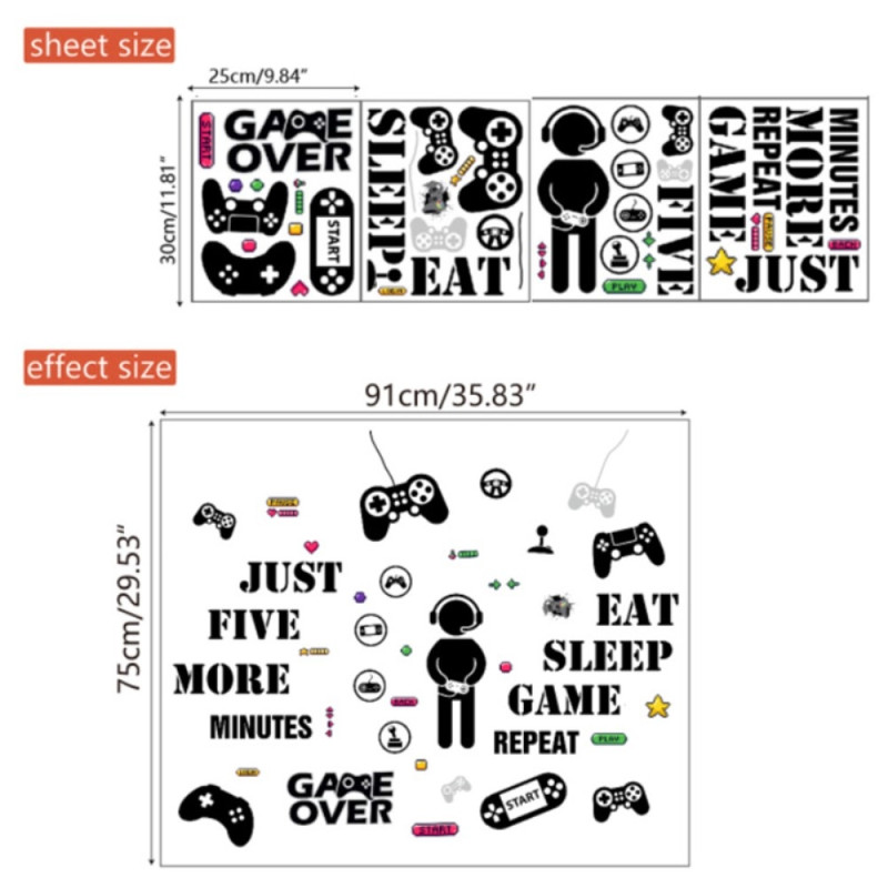 25*30cm Video Game Wall Decal PVC Sticker Gamer Theme Decoration