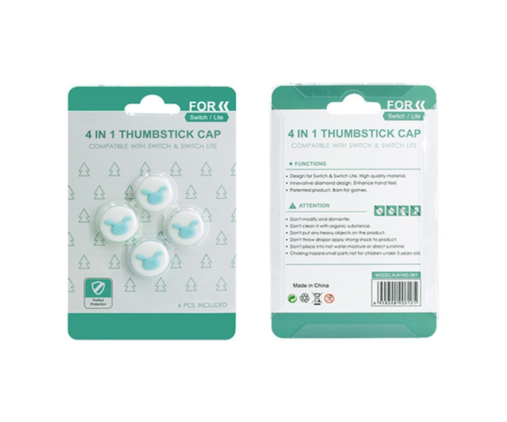 Kompatibel med Nintendo Switch Switch Lite Cartoon Silikon Knappar - Vit+Blå