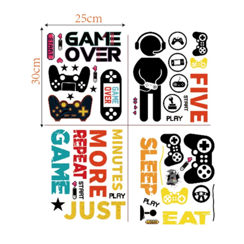 25* 30cm videospillveggdekal PVC - klistremerke Gamertema Dekorasjon