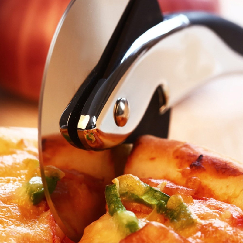 Pizza Slicer Pizza Skjærekniv Kakeverktøy Pizzahjul - Svart