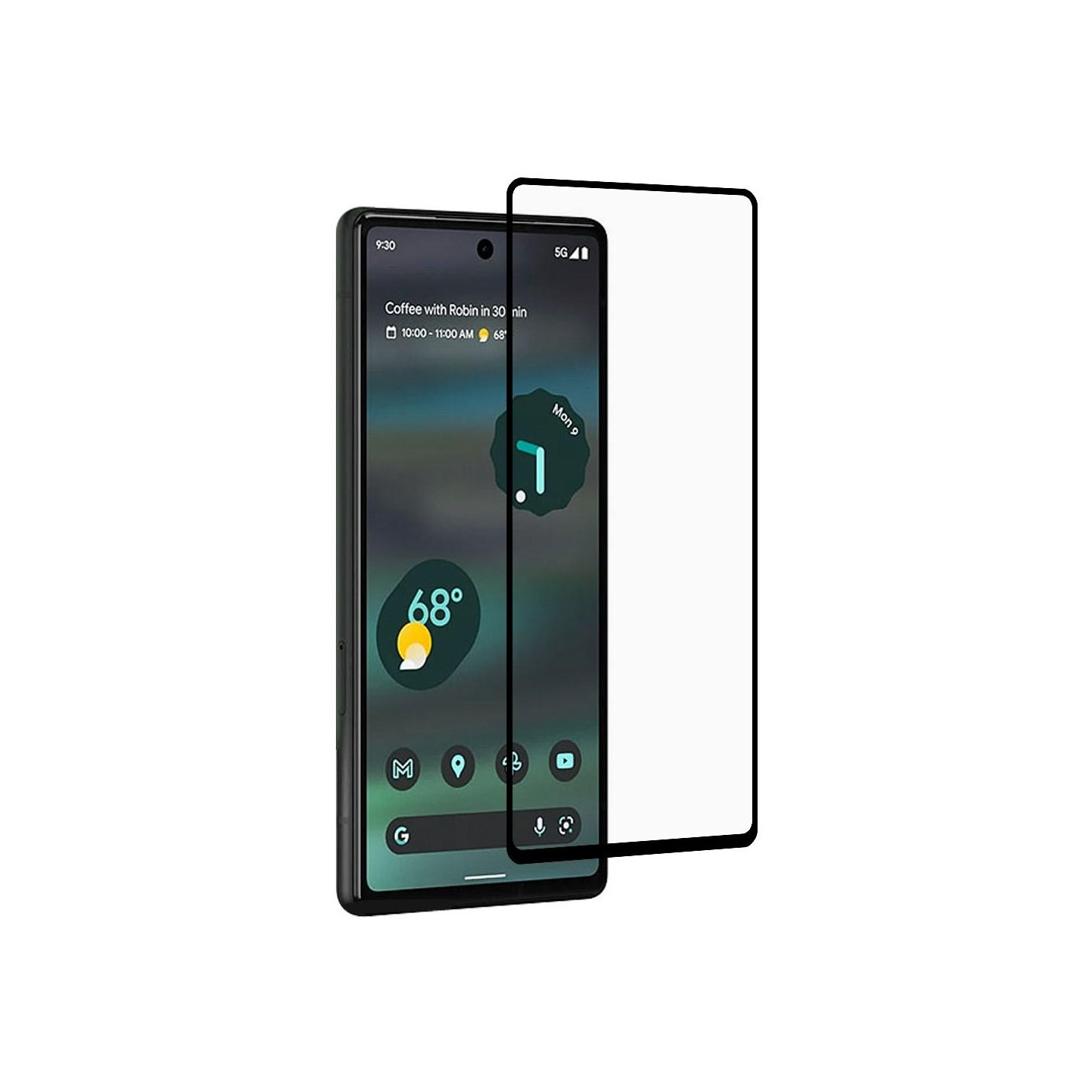 Til Google Pixel 6a hærdet glas skærmbeskytter fuld dækning