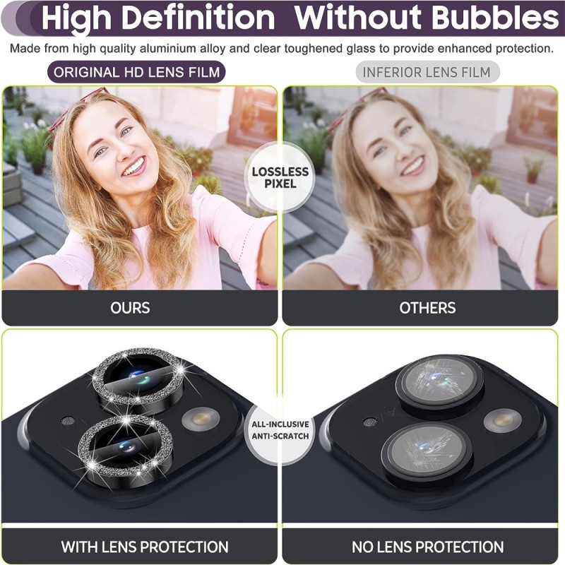 iPhone 15 / 15 Plus Ring Circle Lens - elokuvasetti Glitter