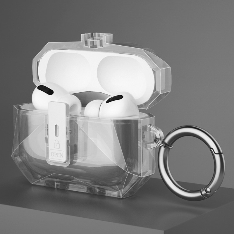 COTECI AirPods Pro 3:lle suojakuori metallikoukulla - Musta