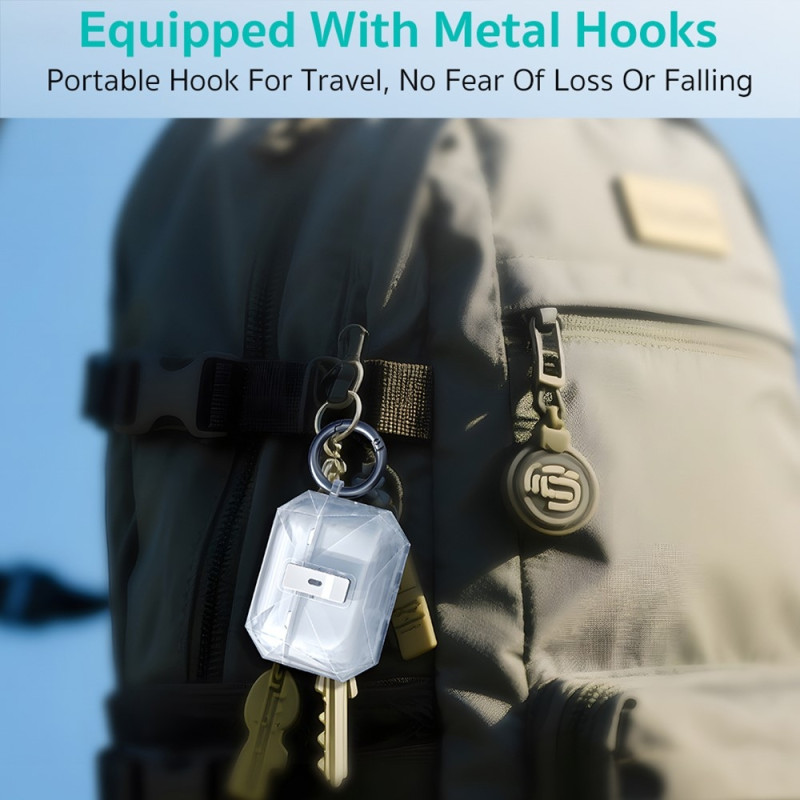 COTECI For AirPods Pro 3 Beskyttende Etui Med Metallkrok - Svart