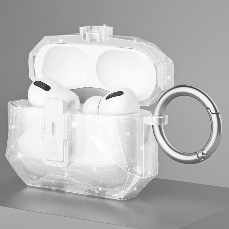 COTECI AirPods Pro 3:lle suojakuori metallikoukulla - Kimallus