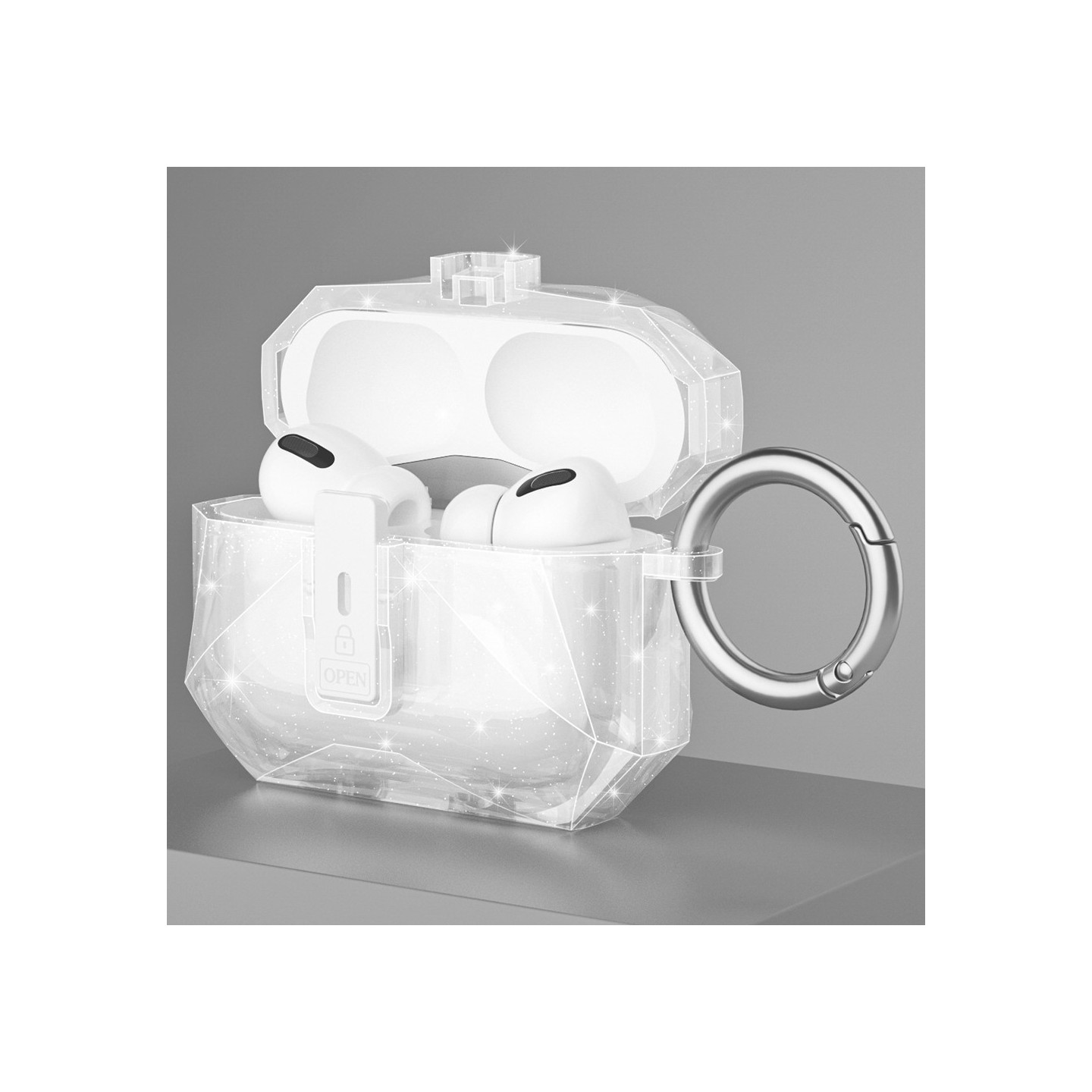 COTECI AirPods Pro 3:lle suojakuori metallikoukulla - Kimallus