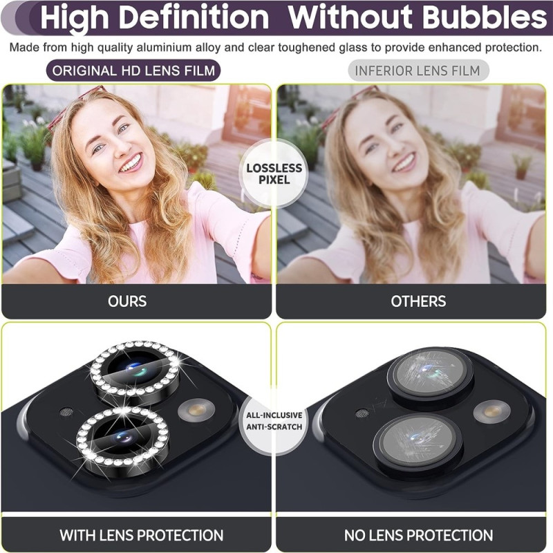 iPhone 15 / 15 Plus Ring Circle Lens - elokuvasetti Glitter