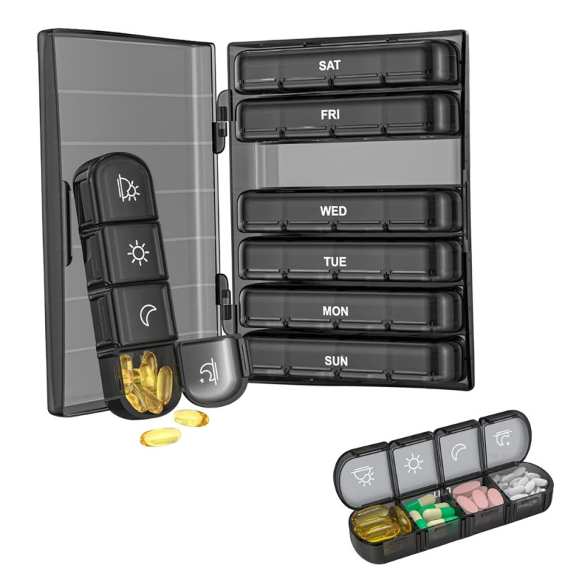 Weekly Pill Organizer 7 - Day Portable 28 Grids Daily Pill Box