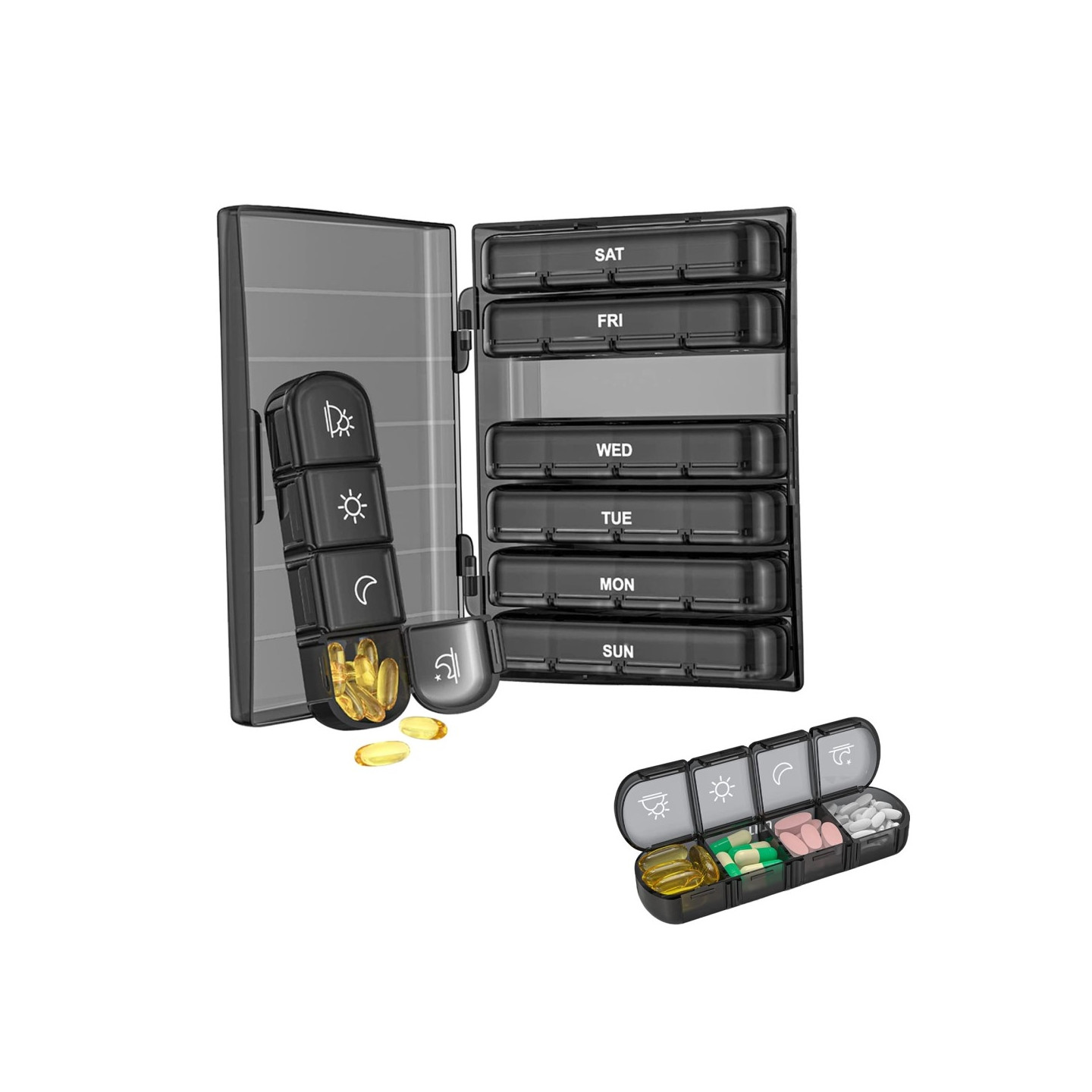 Weekly Pill Organizer 7 - Day Kannettava 28 Grids Daily Pill Box