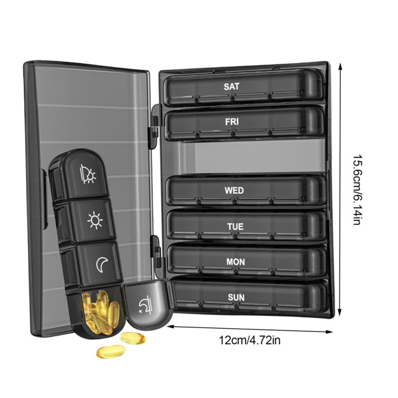 Weekly Pill Organizer 7 - Day Portable 28 Grids Daily Pill Box