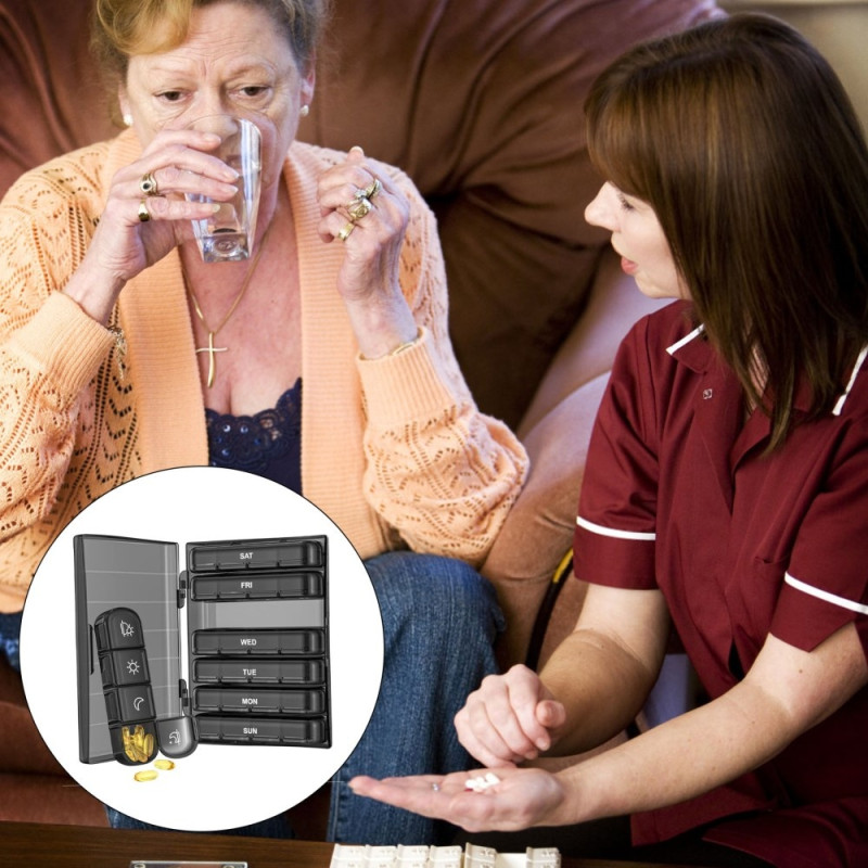 Weekly Pill Organizer 7 - Day Portable 28 Grids Daily Pill Box