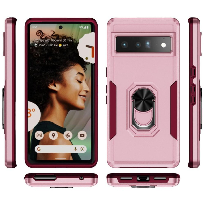 Google Pixel 7 Pro Shockproof TPU + PC Kickstand Phone Case Car Mount Metal Sheet - Pink