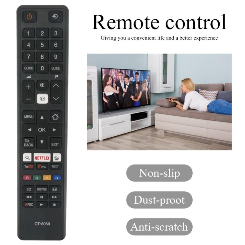 CT - 8069 TV fjernkontroll Erstatning for Toshiba Smart TV