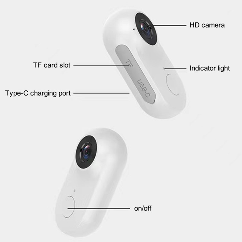 Minikamera Lyd Clip - on Videoopptaker Kroppskamera Sportskamera