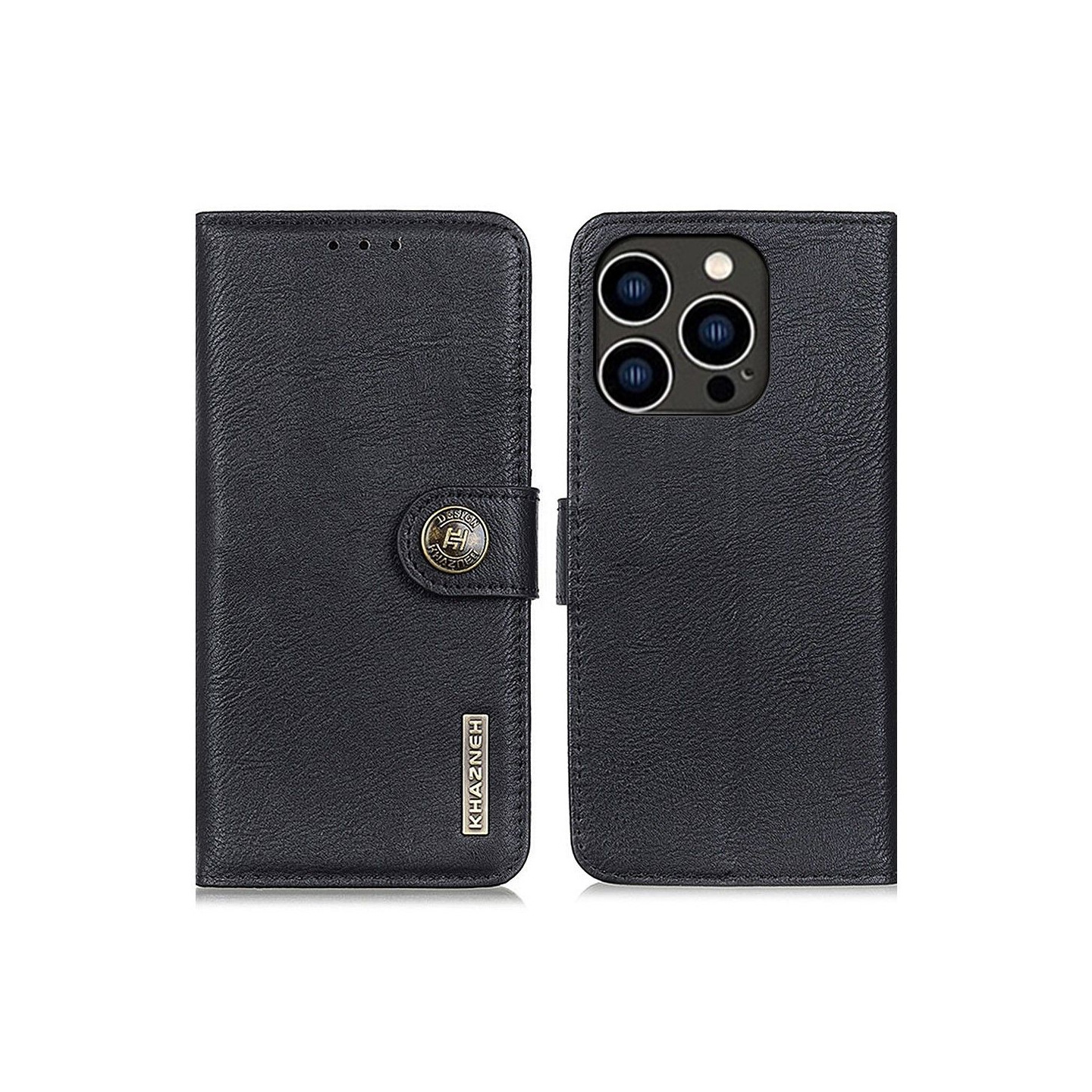 KHAZNEH For iPhone 15 Pro Wallet Stand Case - Black